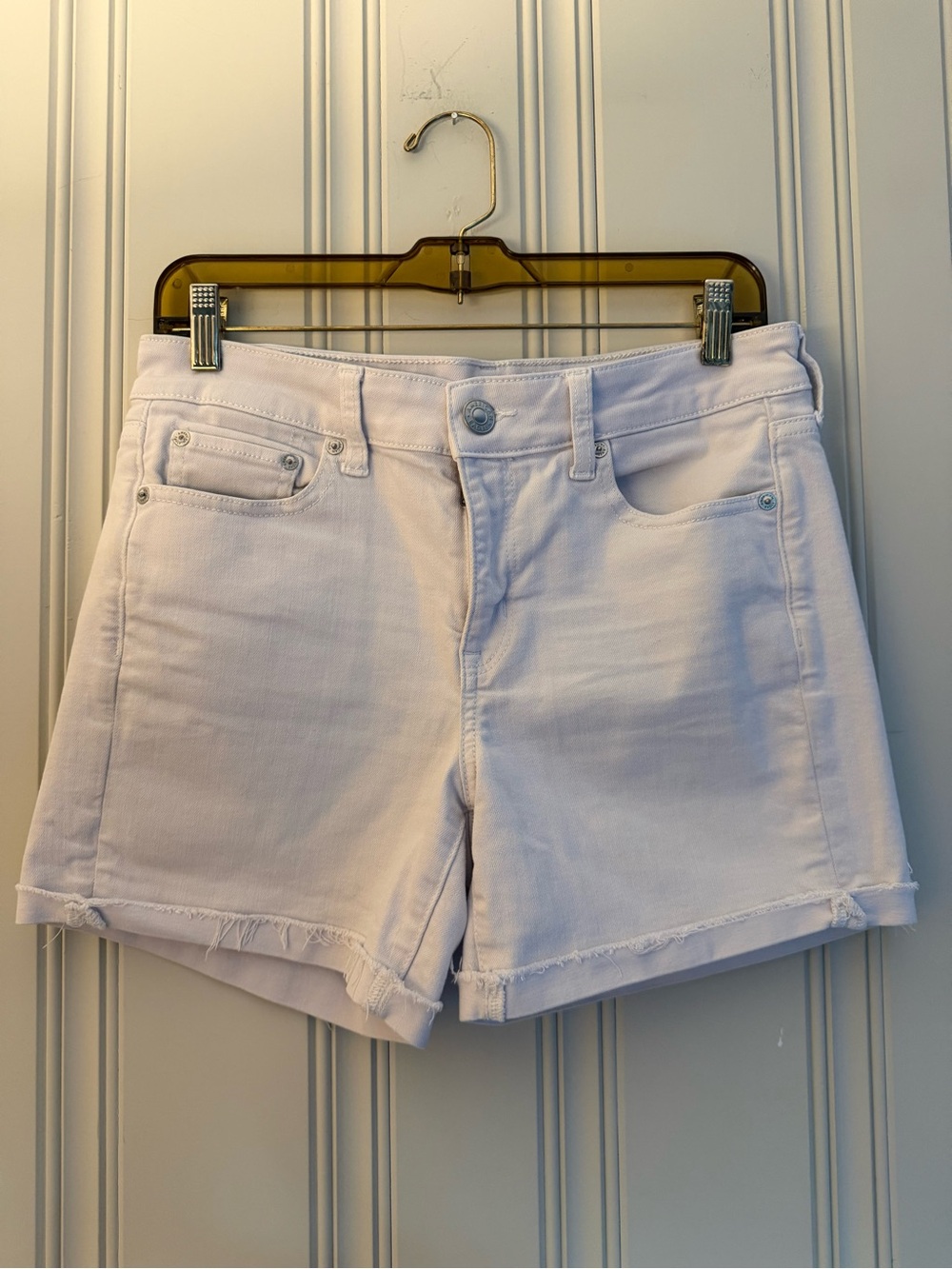 American Eagle Outfitters White Denim High-Rise Jean Shorts